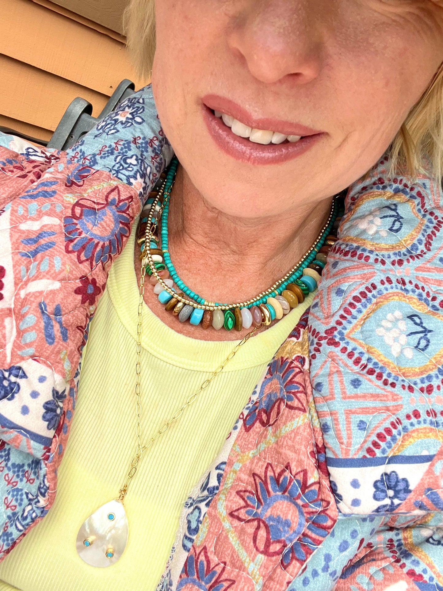 Gemstone Wood Necklace