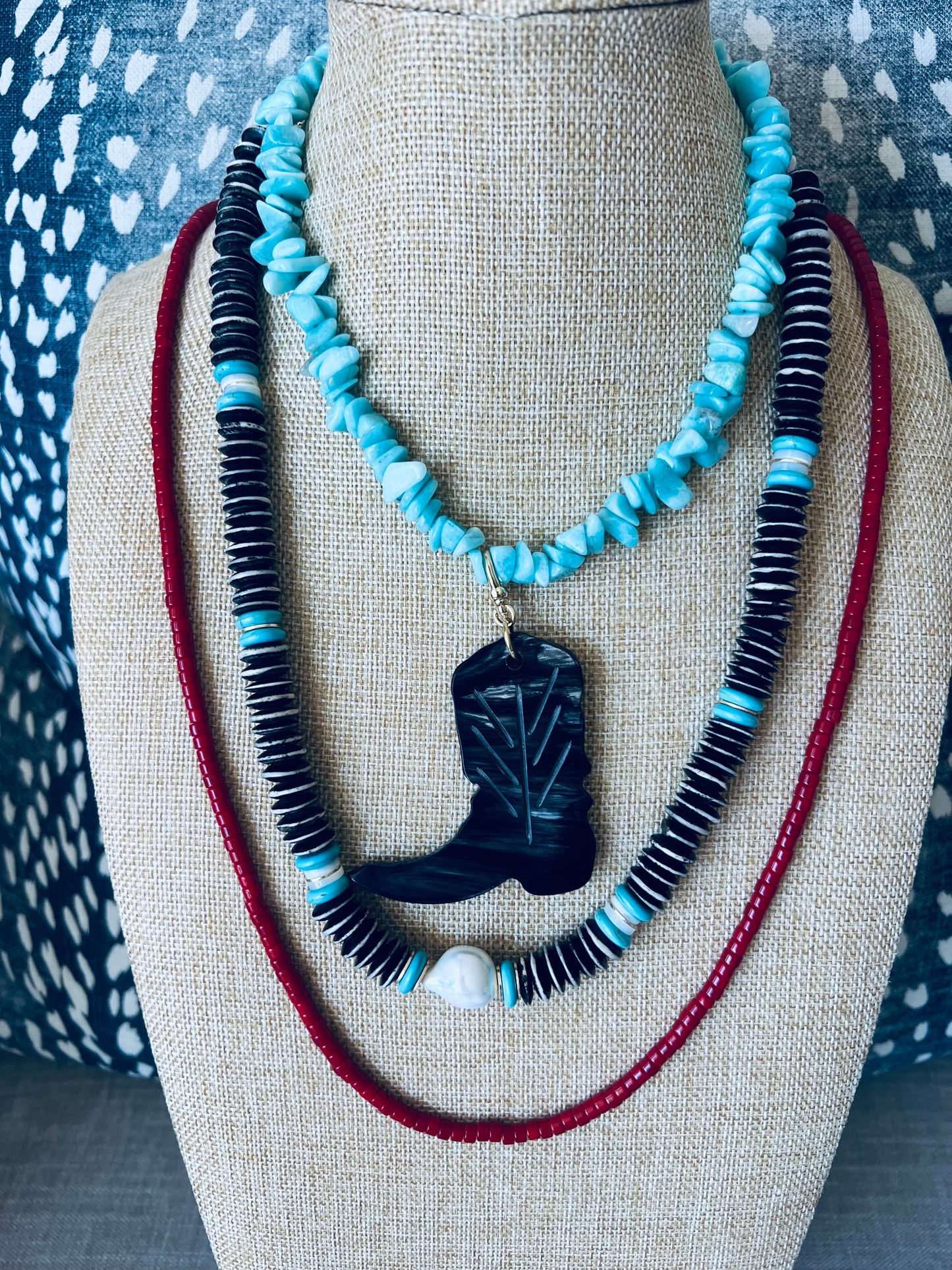 Amazonite Chip Necklace with Boot