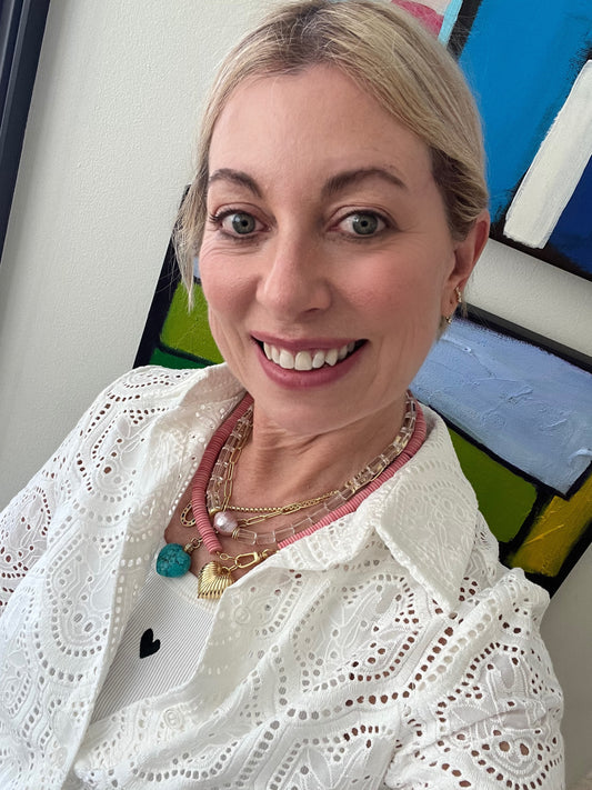 Clear Quartz Pink Pearl Necklace