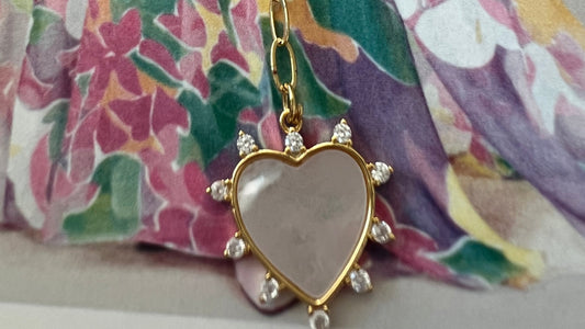 Mother of Pearl CZ Spike Heart Necklace