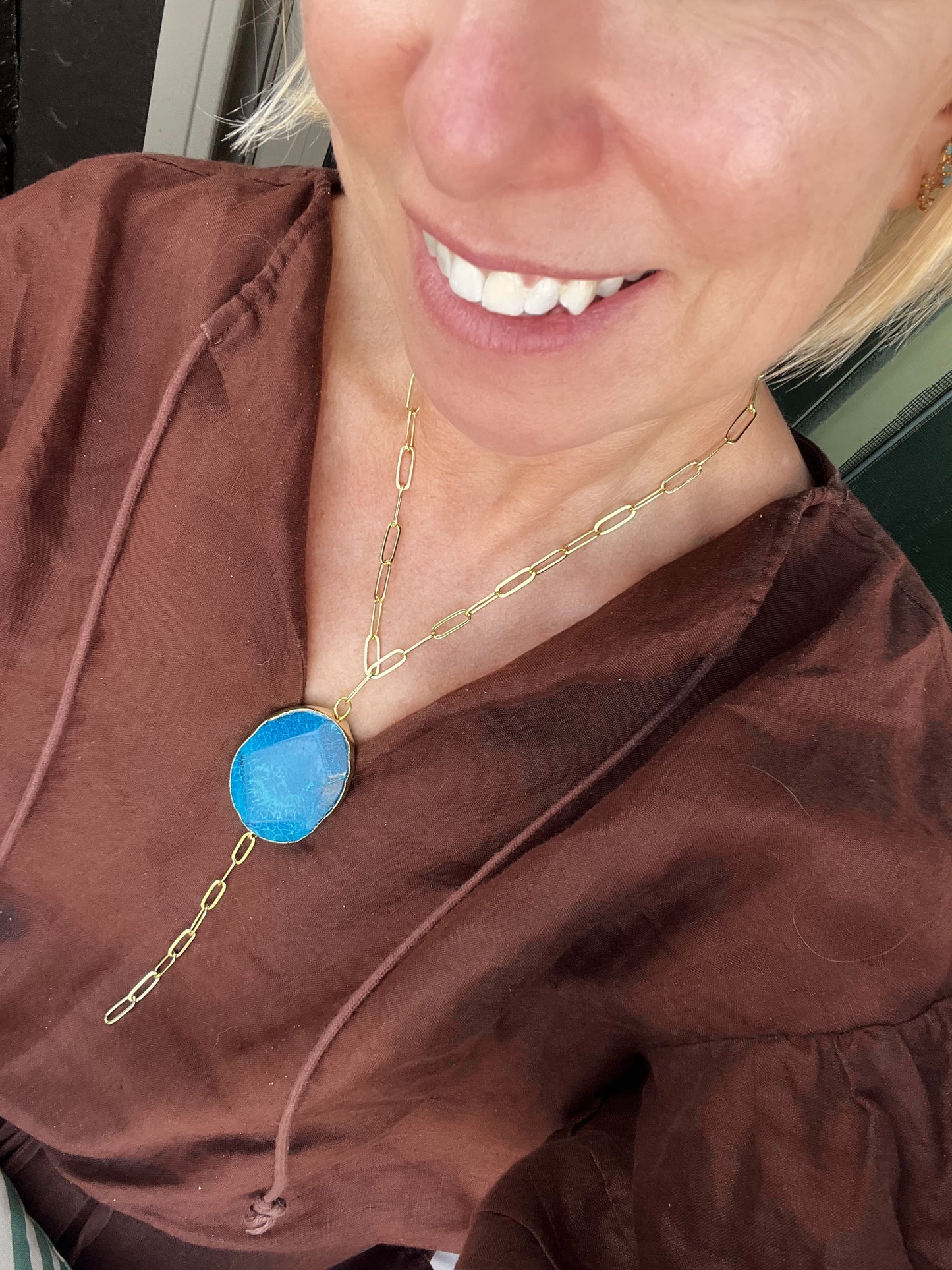 Agate Y Necklace