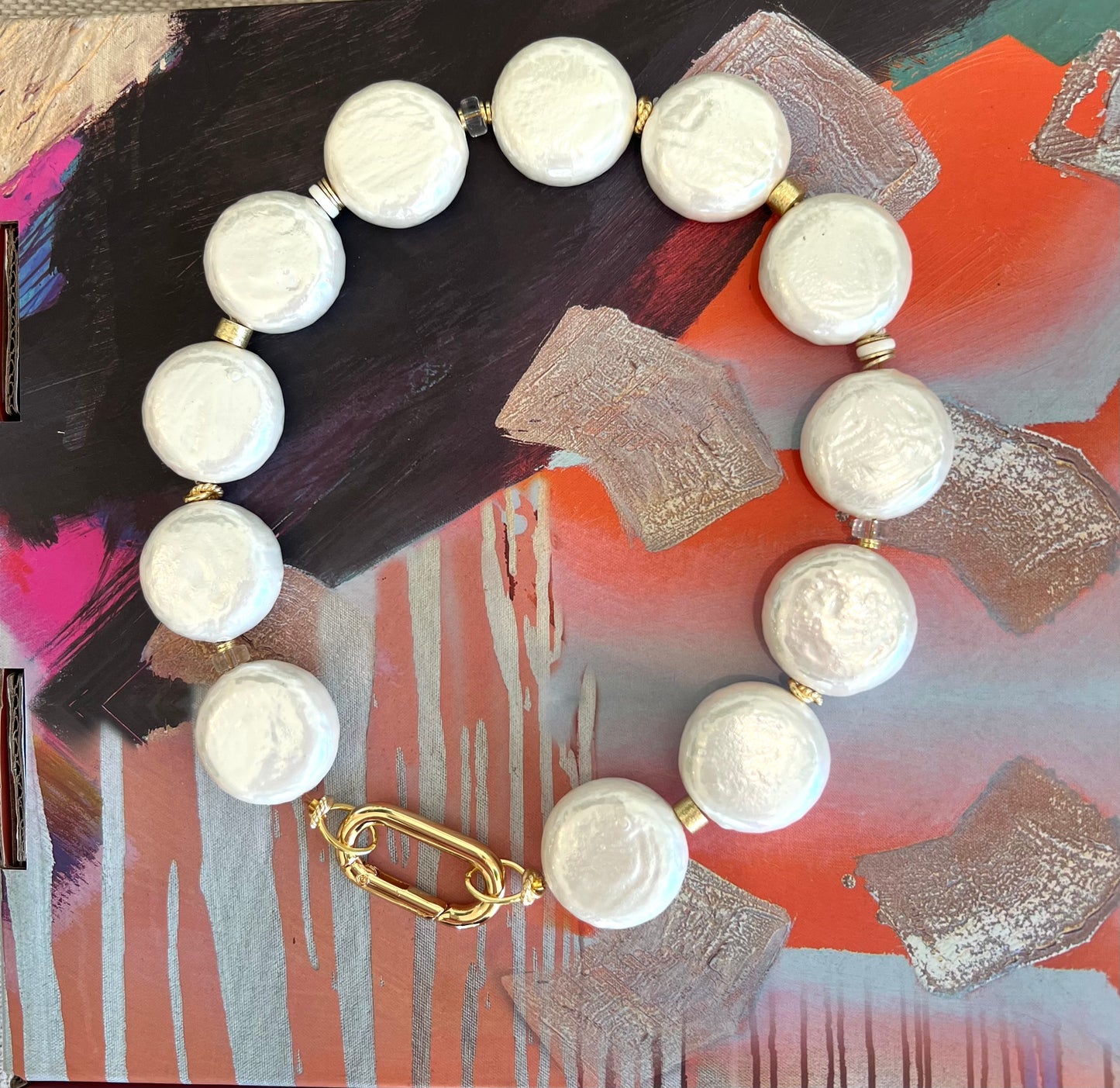 Oversized Coin Pearl Necklace