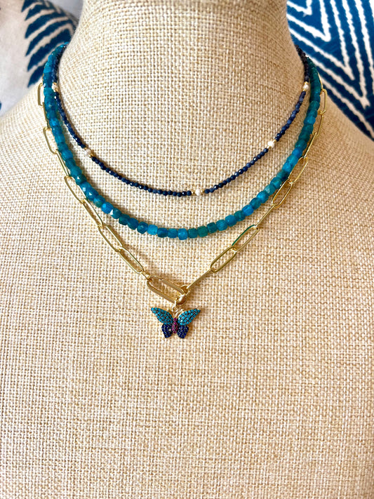 Pave Butterfly Charm Necklace