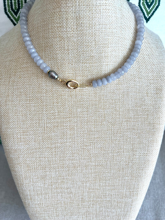 Gray Jade Pearl Accent Necklace