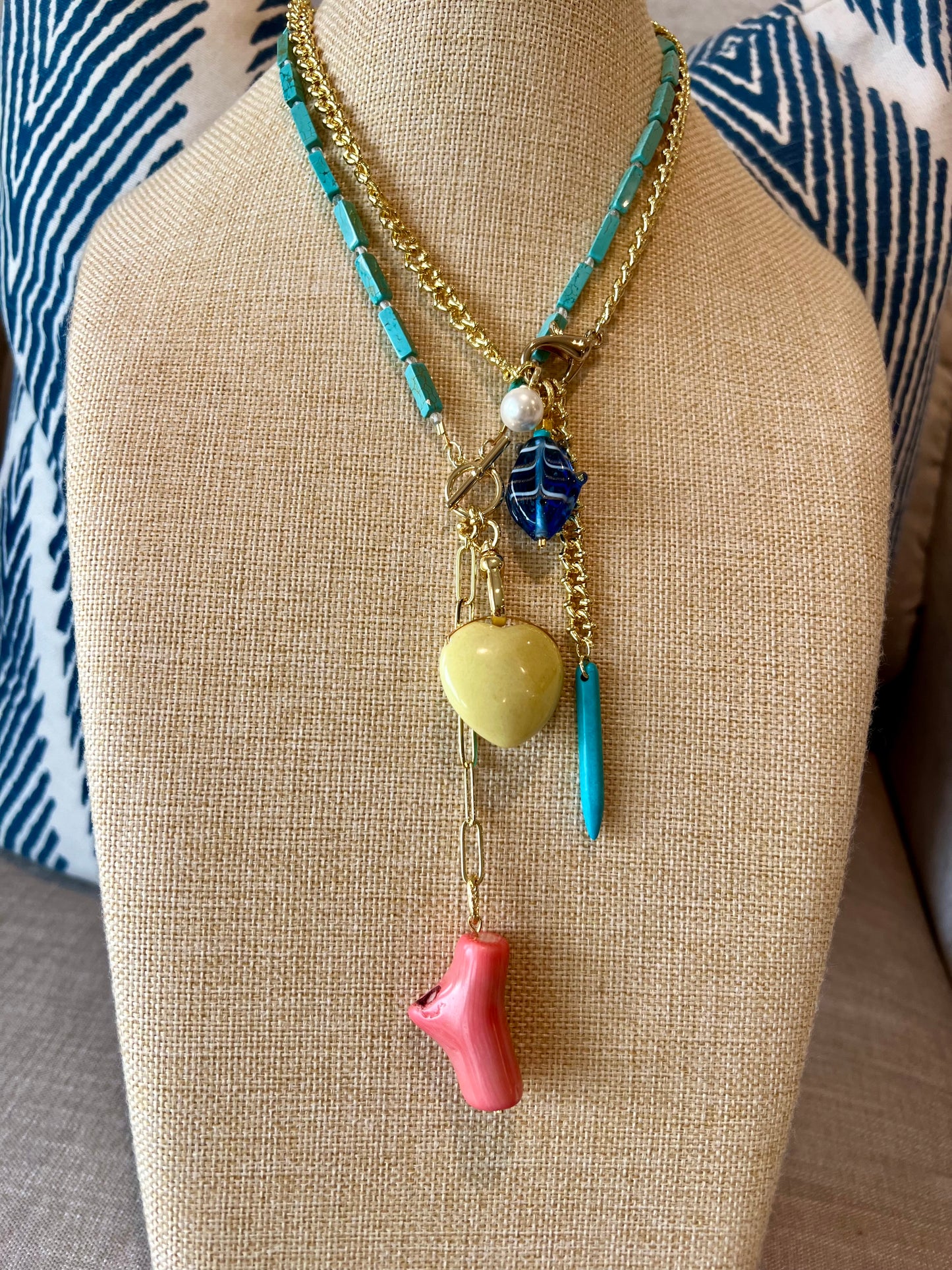 Gold Convertible Chain Charm Necklace