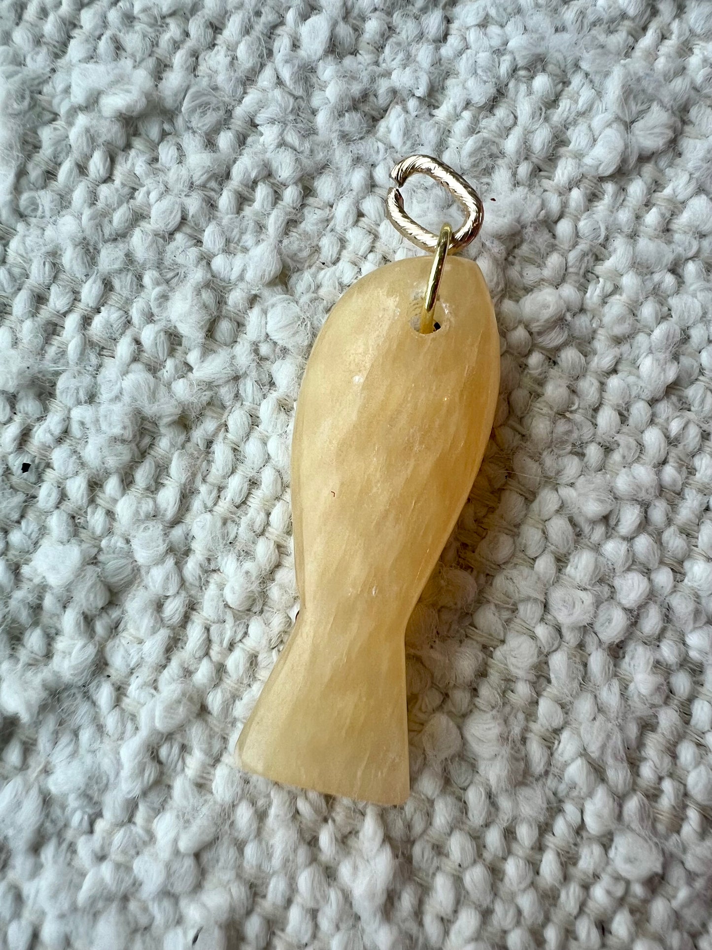 Gemstone Fish Pendant on Paperclip Chain