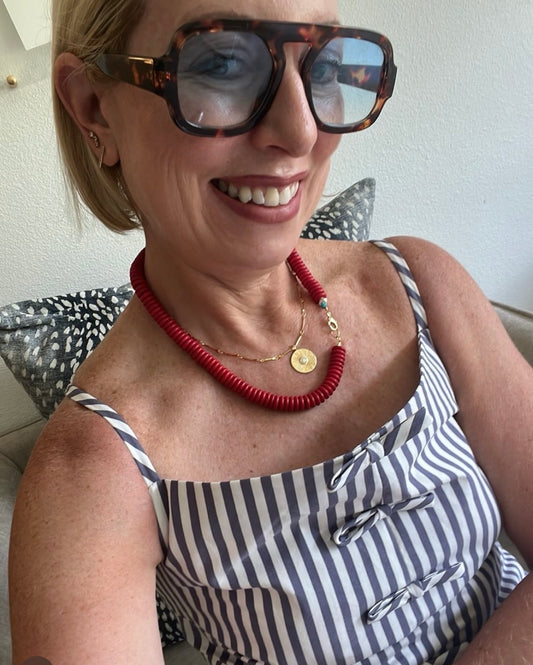 Red Magnesite Disk Necklace