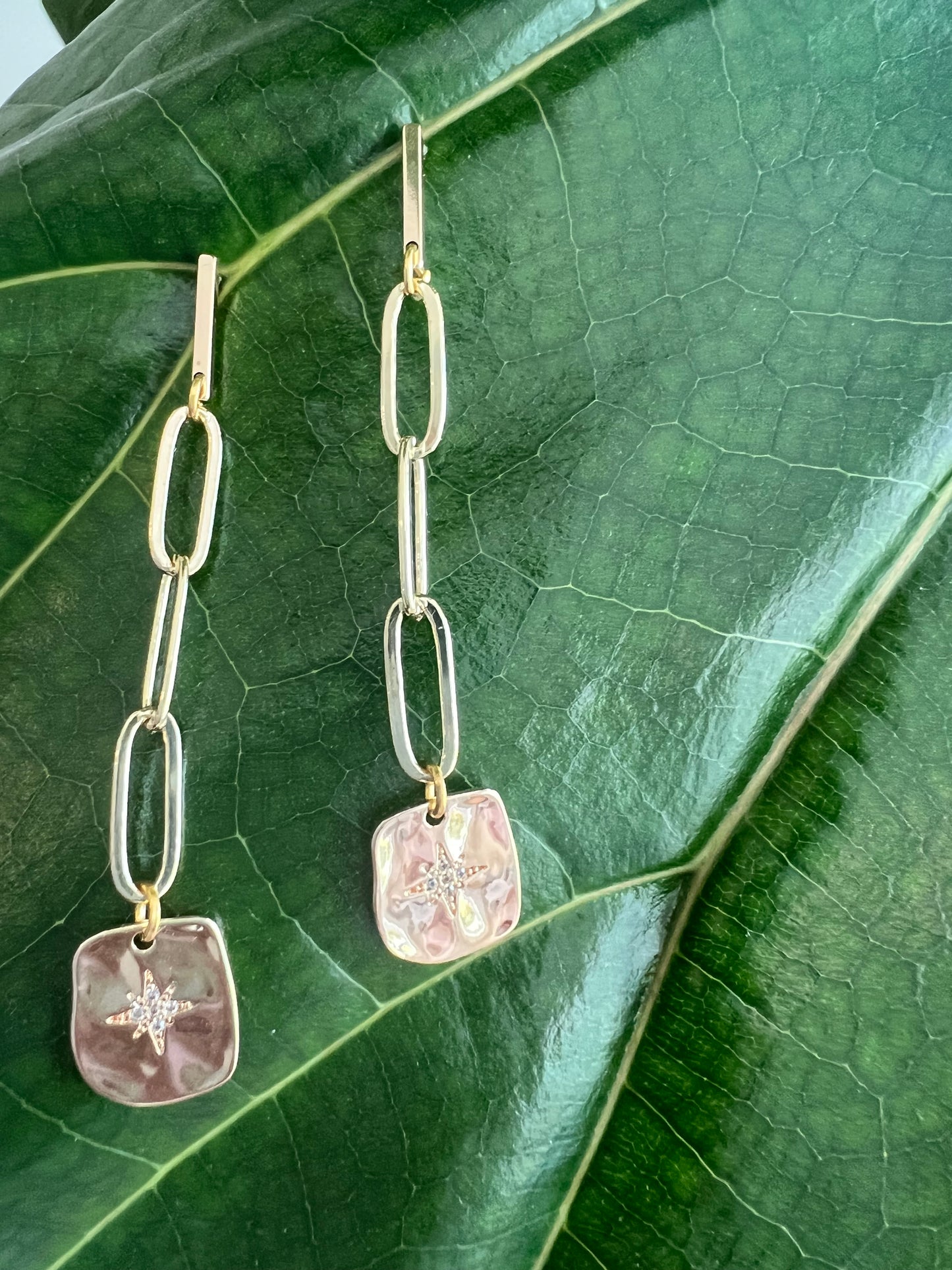 Pave Starburst Tag Earrings