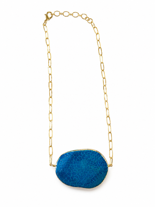 Blue Agate East West Necklace