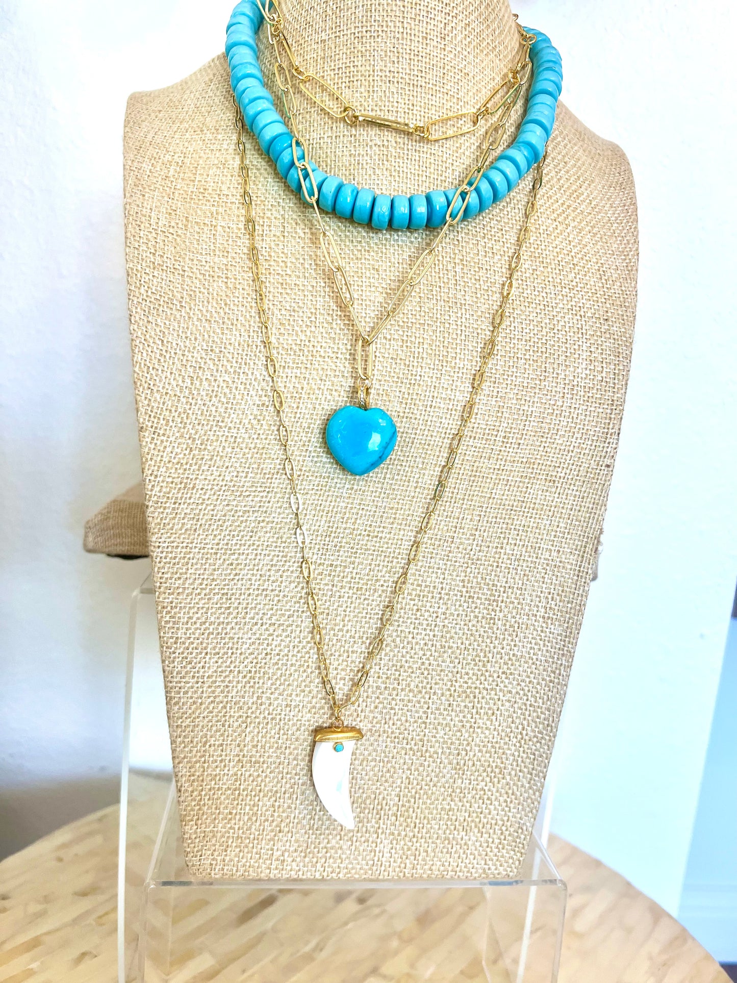 Turquoise Glass Bead Necklace