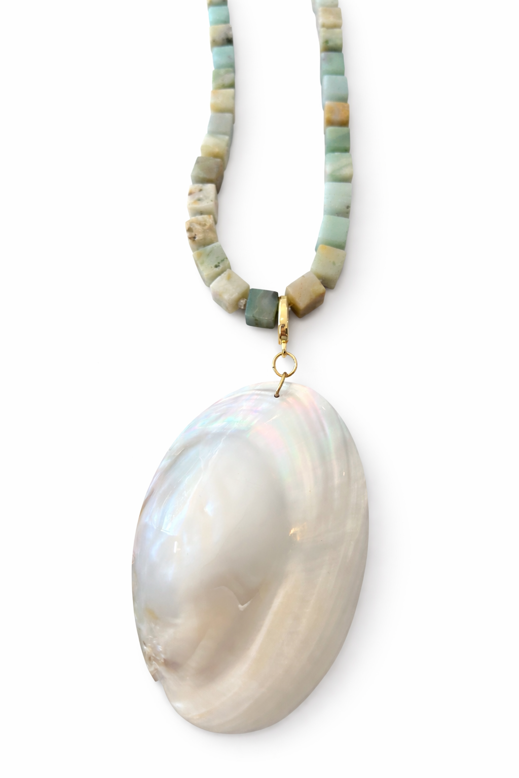 Amazonite Bead with Large Clam Pendant