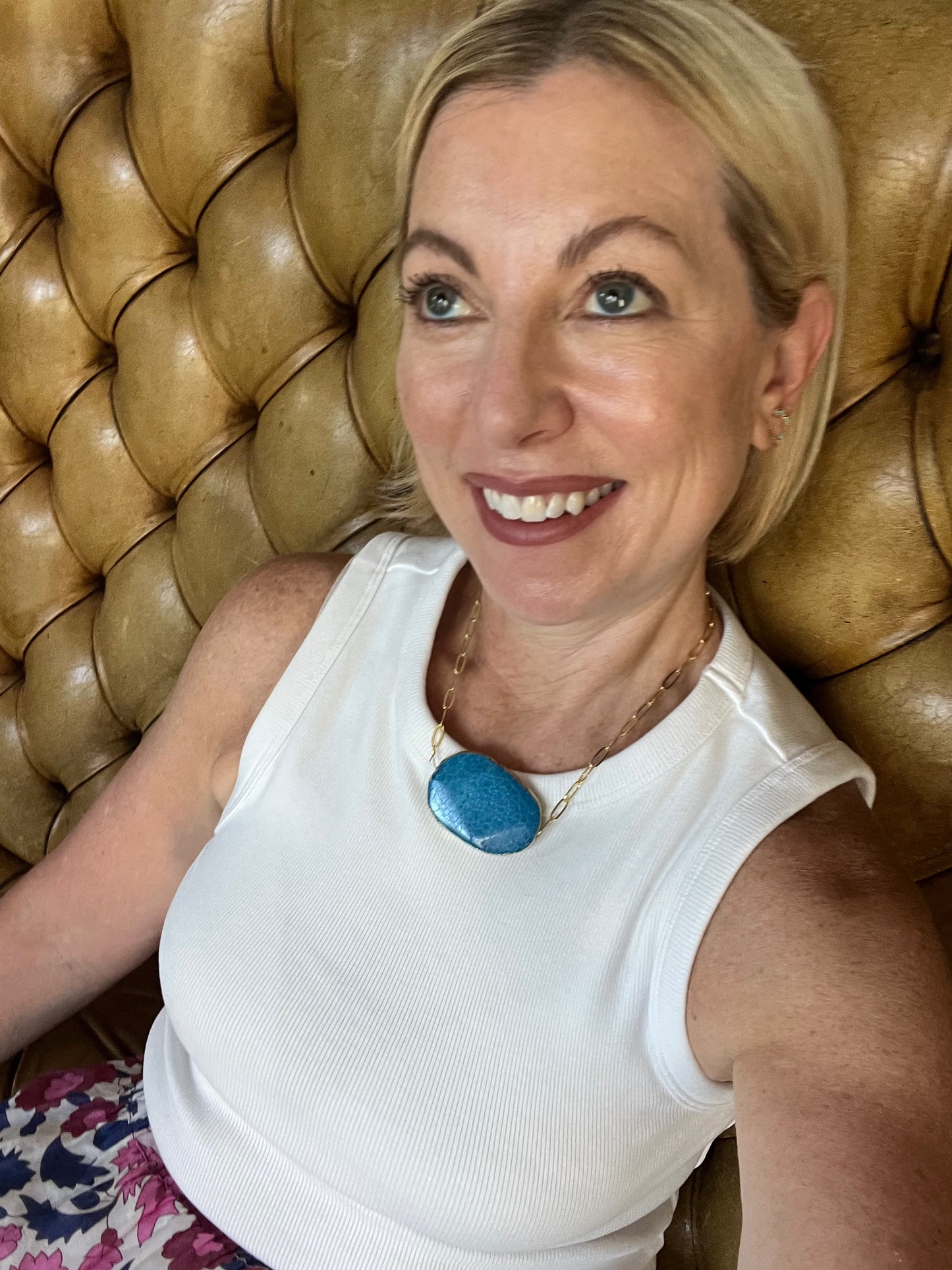 Blue Agate East West Necklace