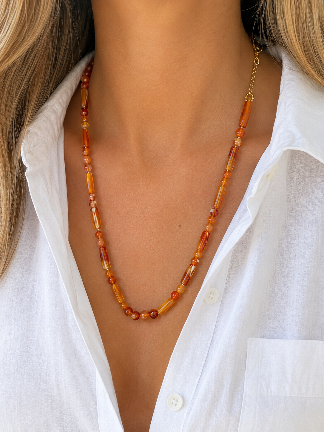 Mixed Carnelian Bead Necklace