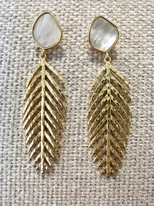 Gold Feather Earrings