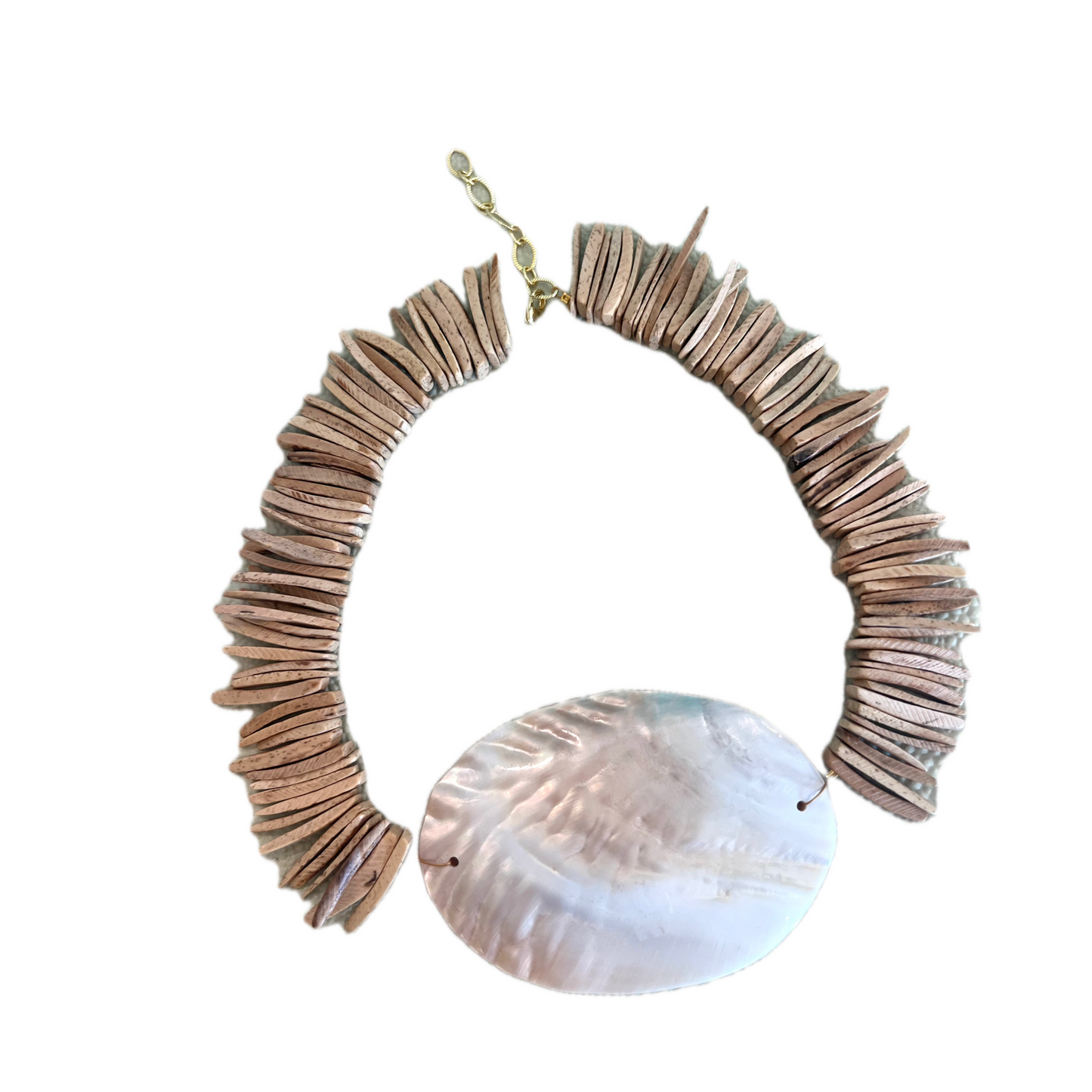 Coconut Shell Spike Pearl Necklace