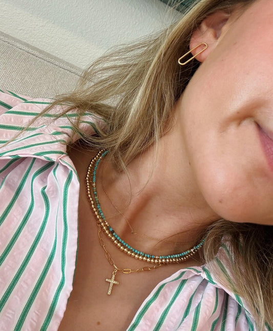 Pave Cross on Baby Paperclip