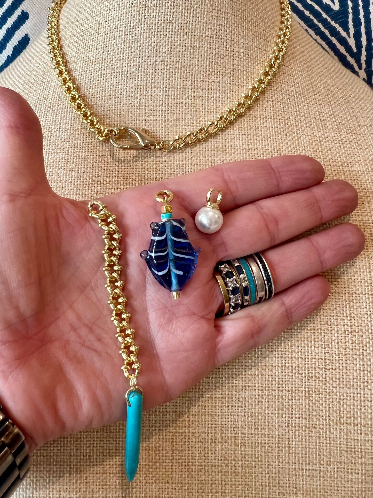 Gold Convertible Chain Charm Necklace