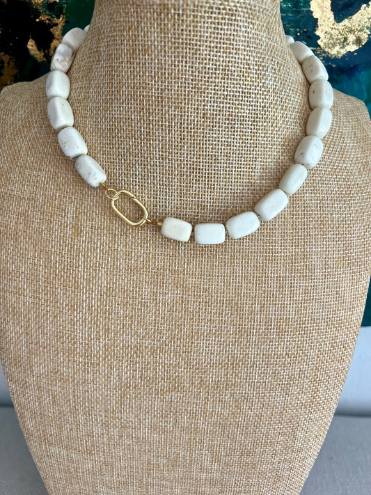 Cube Bead Carabiner Necklace