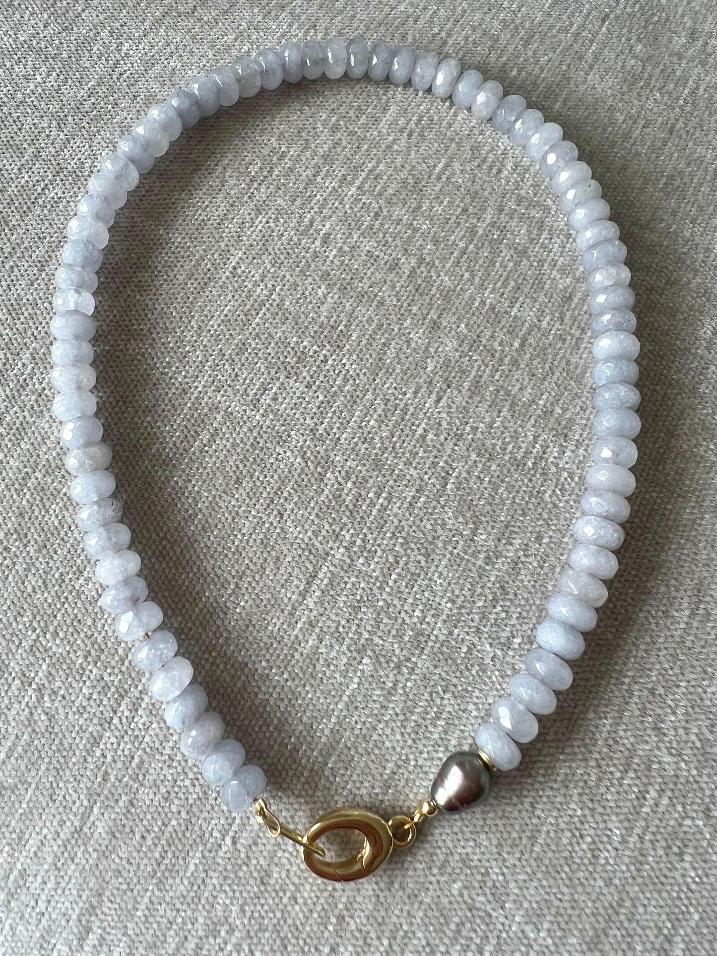 Gray Jade Pearl Accent Necklace