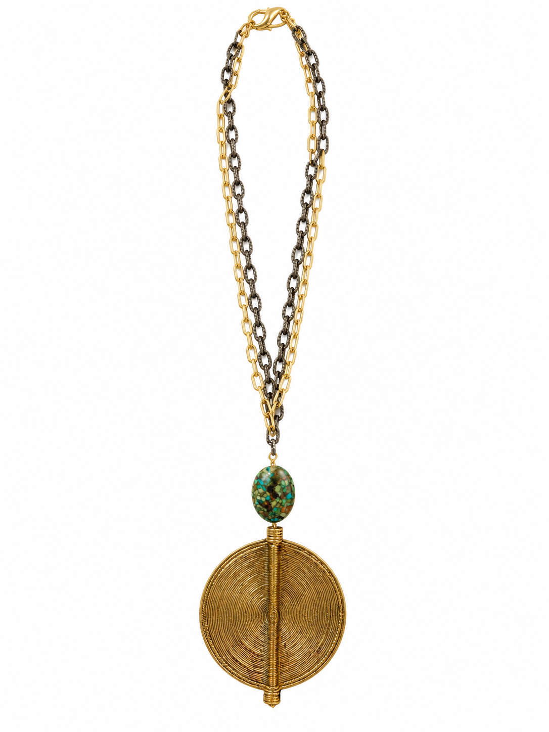Mixed Metal Brass Pendant Necklace