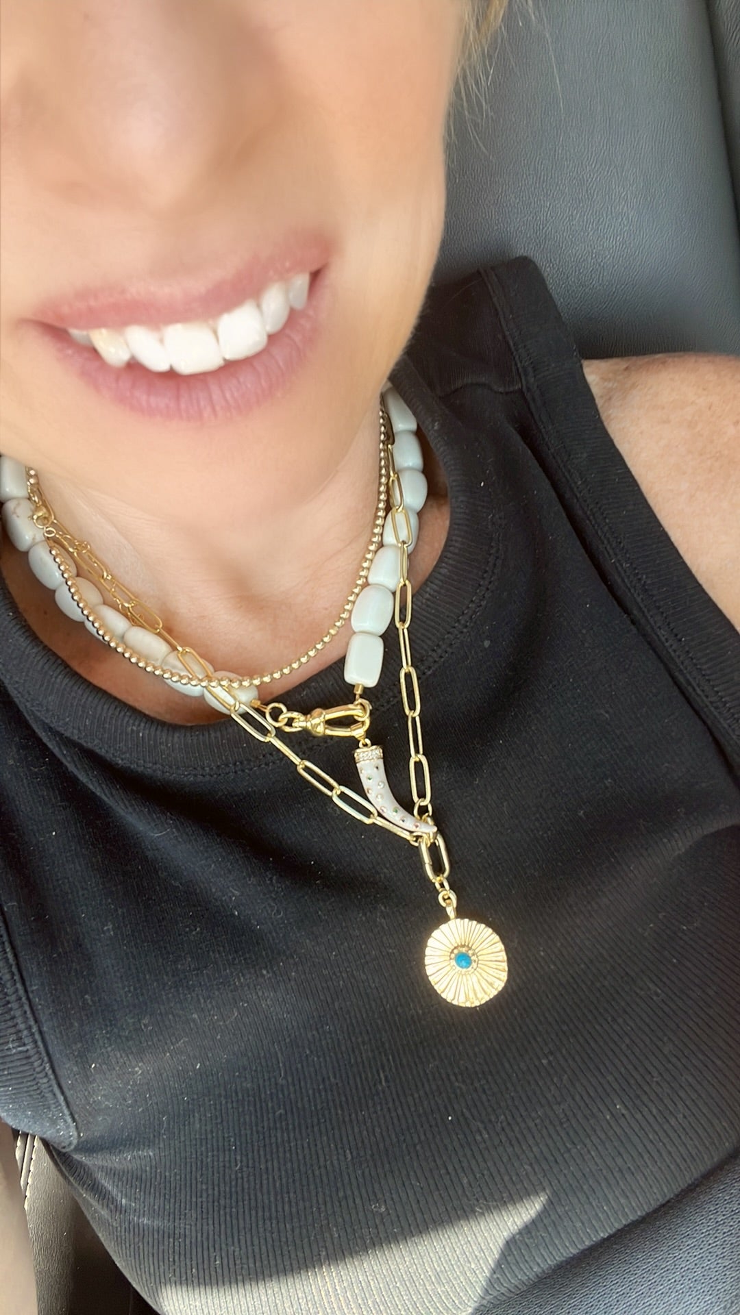 Cube Bead Carabiner Necklace