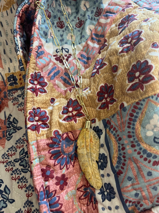 Feather on Paperclip Necklace