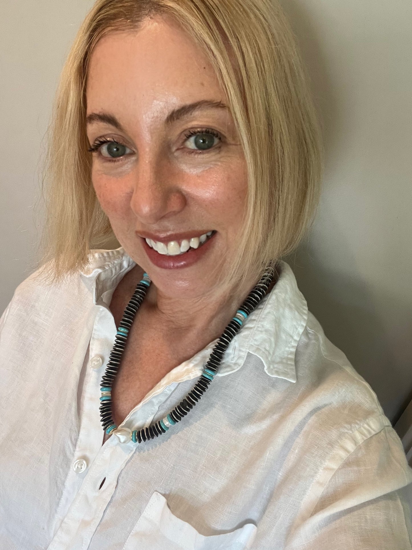 Bone and Turquoise Bead Necklace