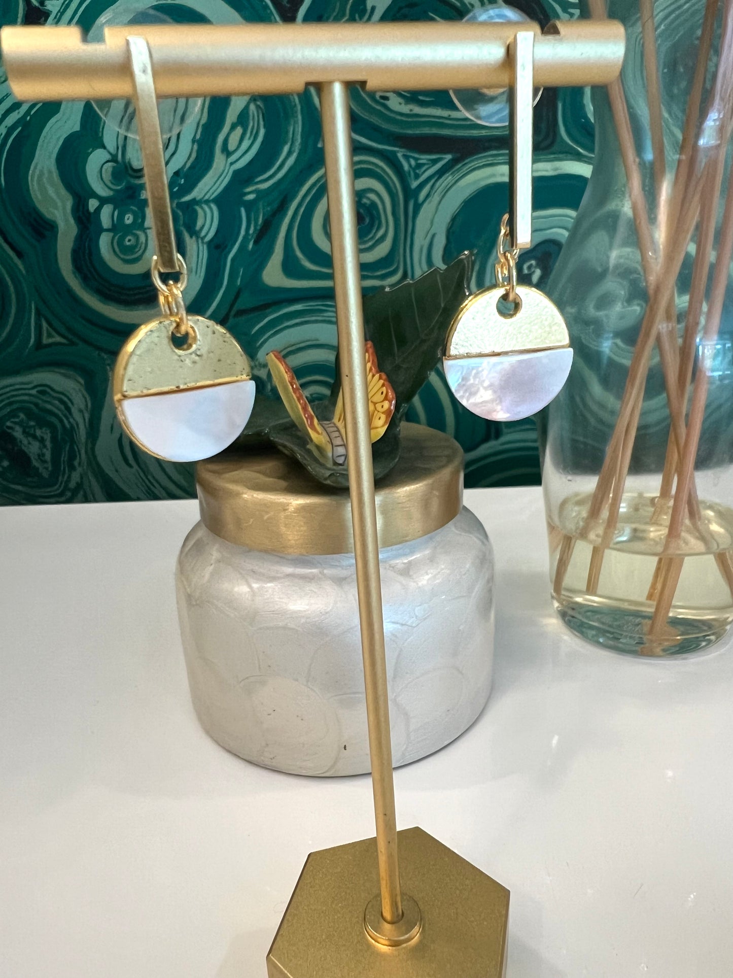 Mother of Pearl Circle Earrings