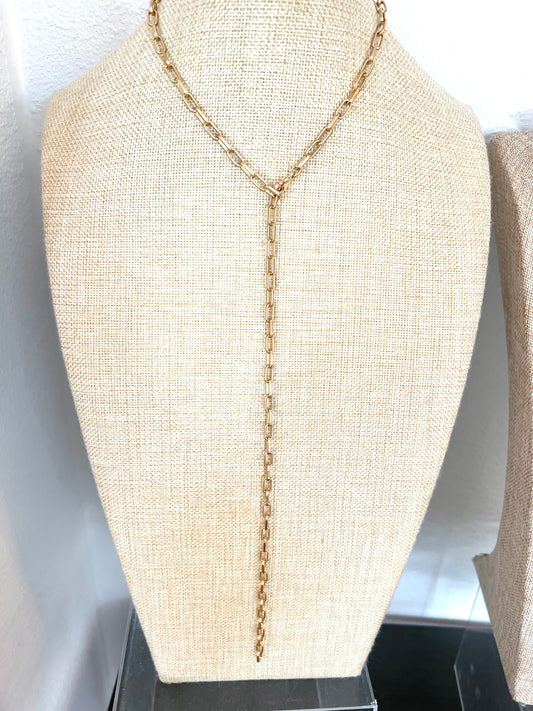 Matte chain Y necklace
