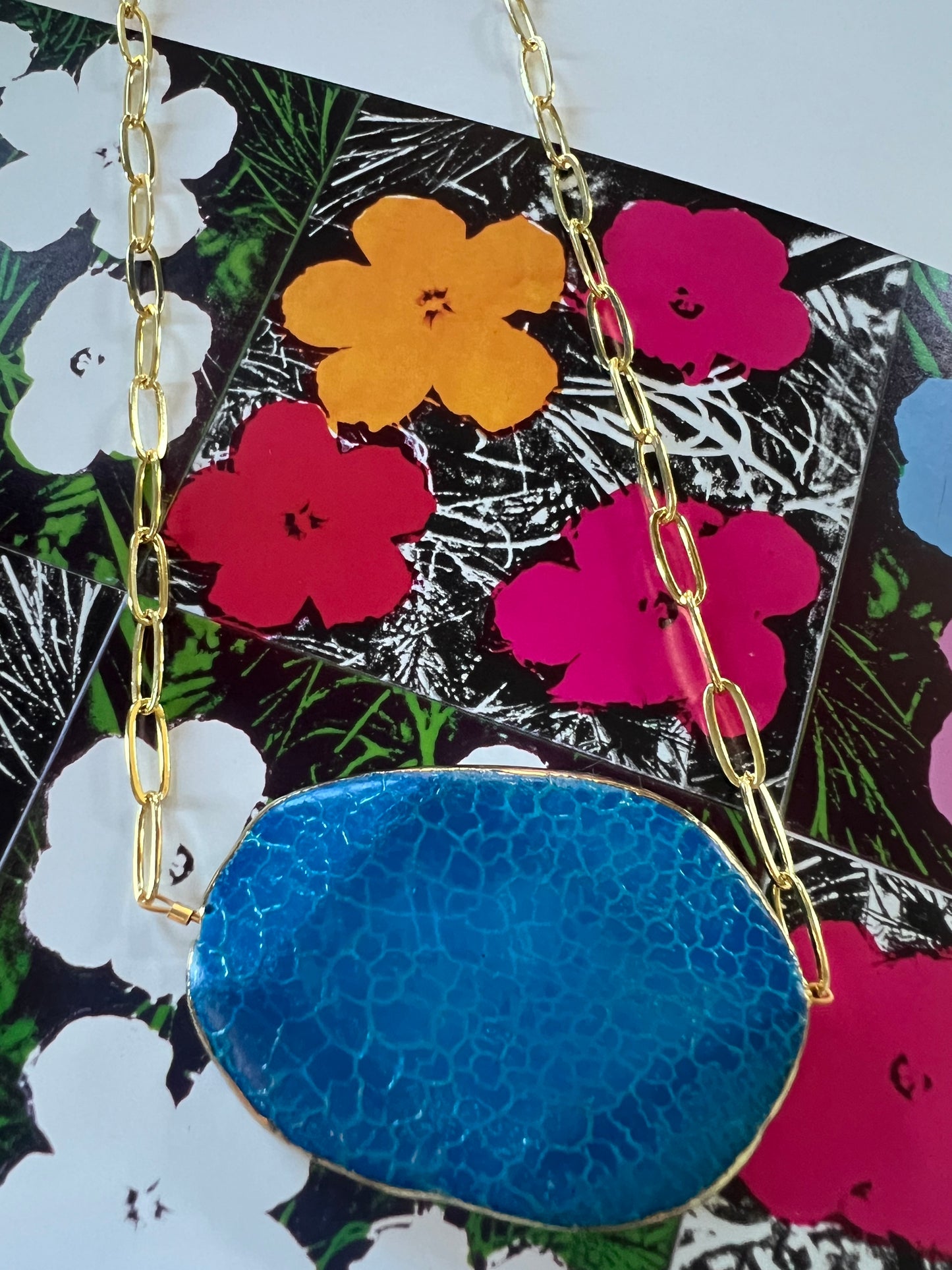 Blue Agate East West Necklace