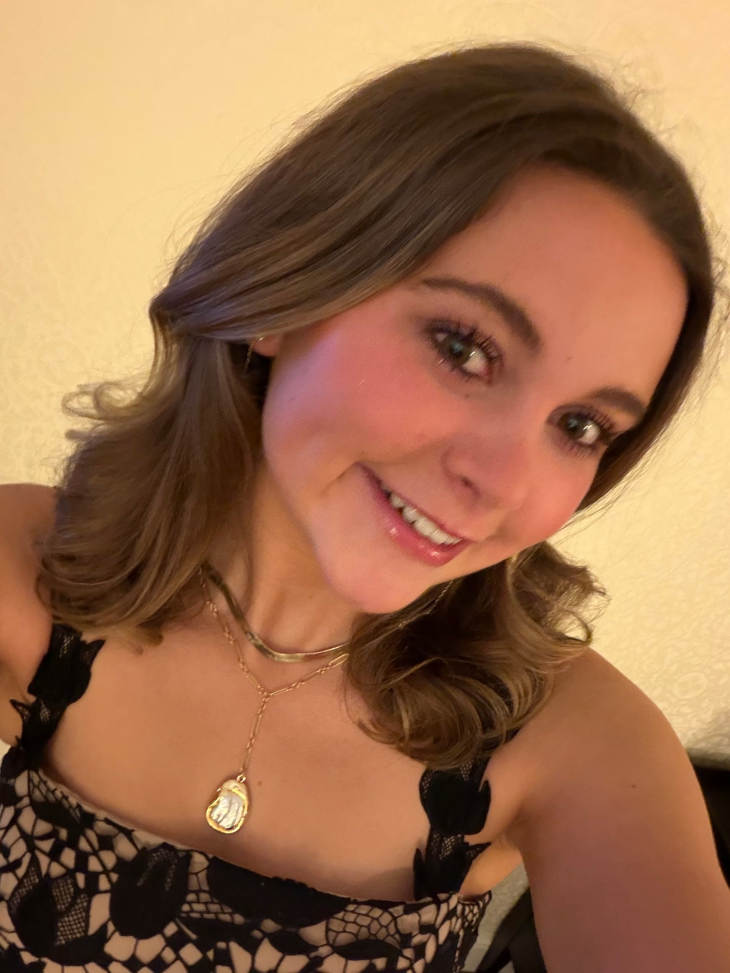 Gold Filled Paperclip Pearl Necklace