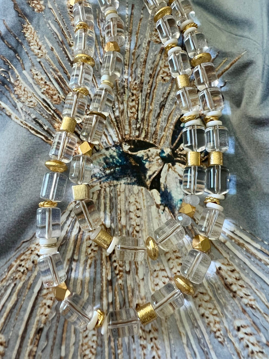 Clear Quartz and Gold Necklace