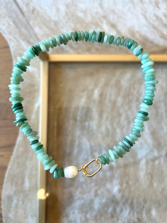 Green Aventurine Carabiner Necklace