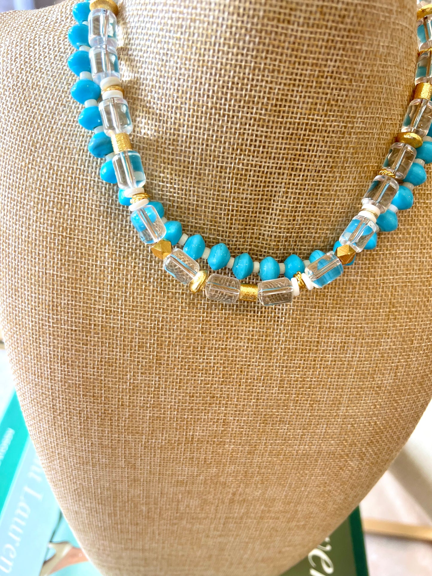 Blue Glass Bead Necklace
