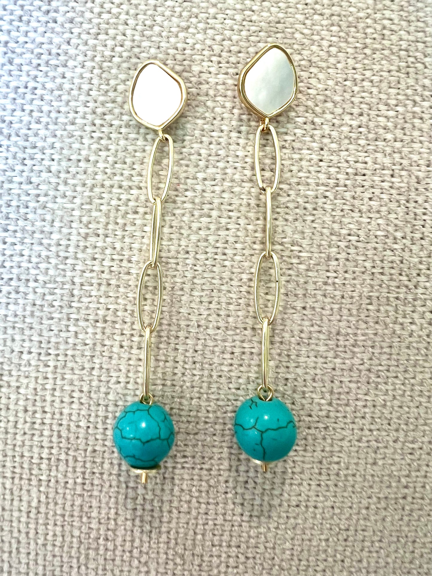 Mother of Pearl Turquoise Howlite Earrings