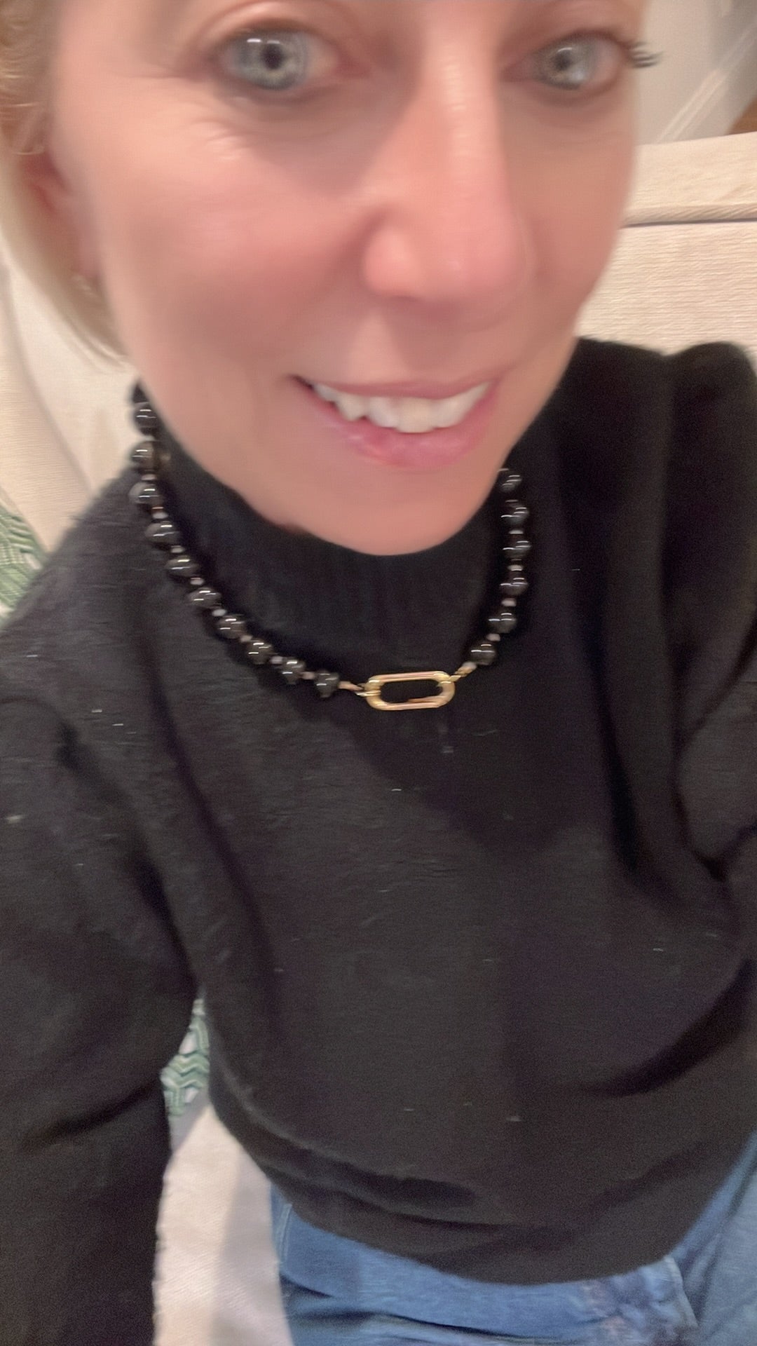 Smoky Quartz Gold Carabiner Necklace