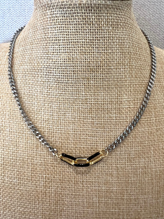 Mixed Metal Enamel Necklace