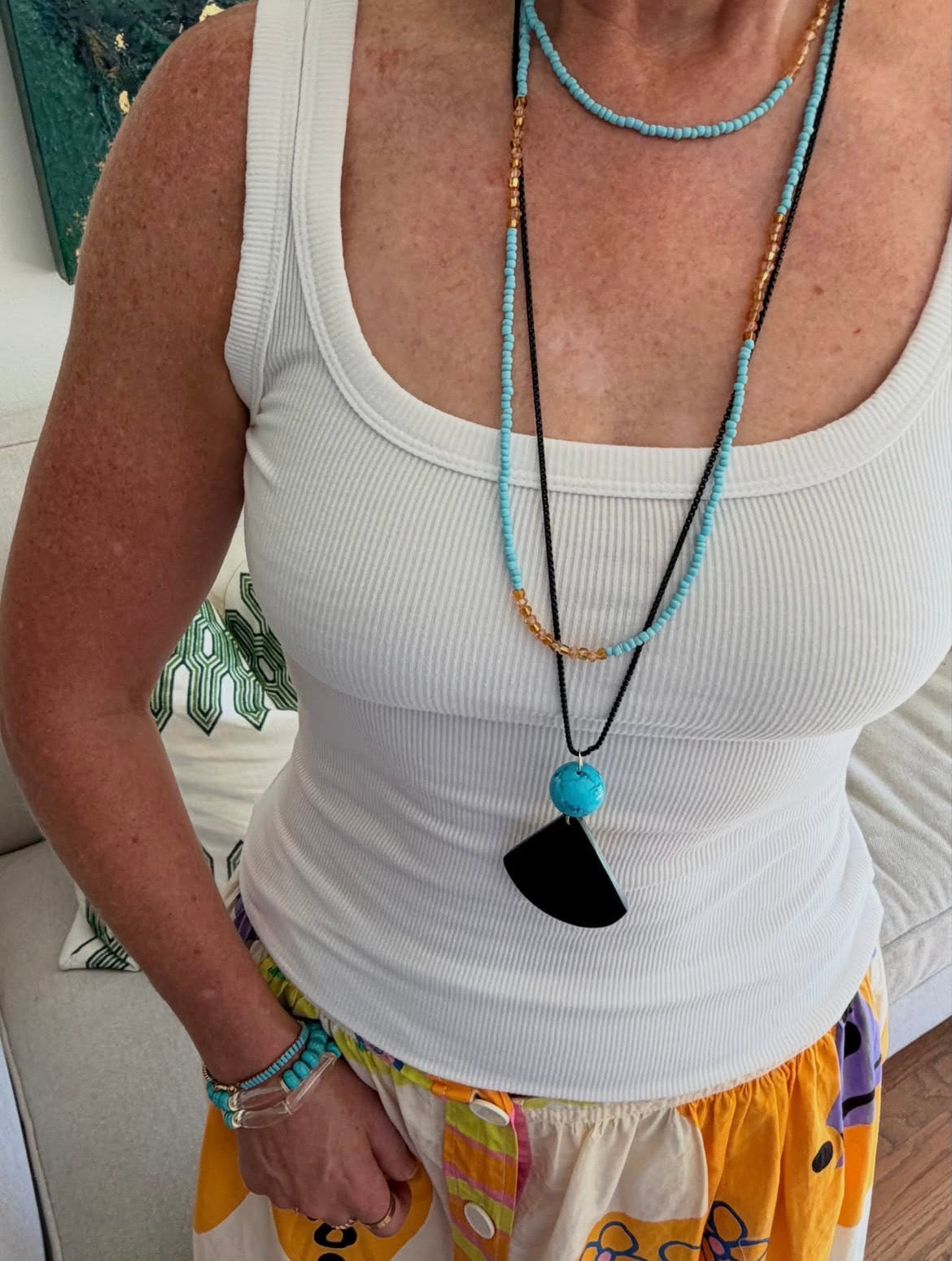Long Necklace with Bone Pendant