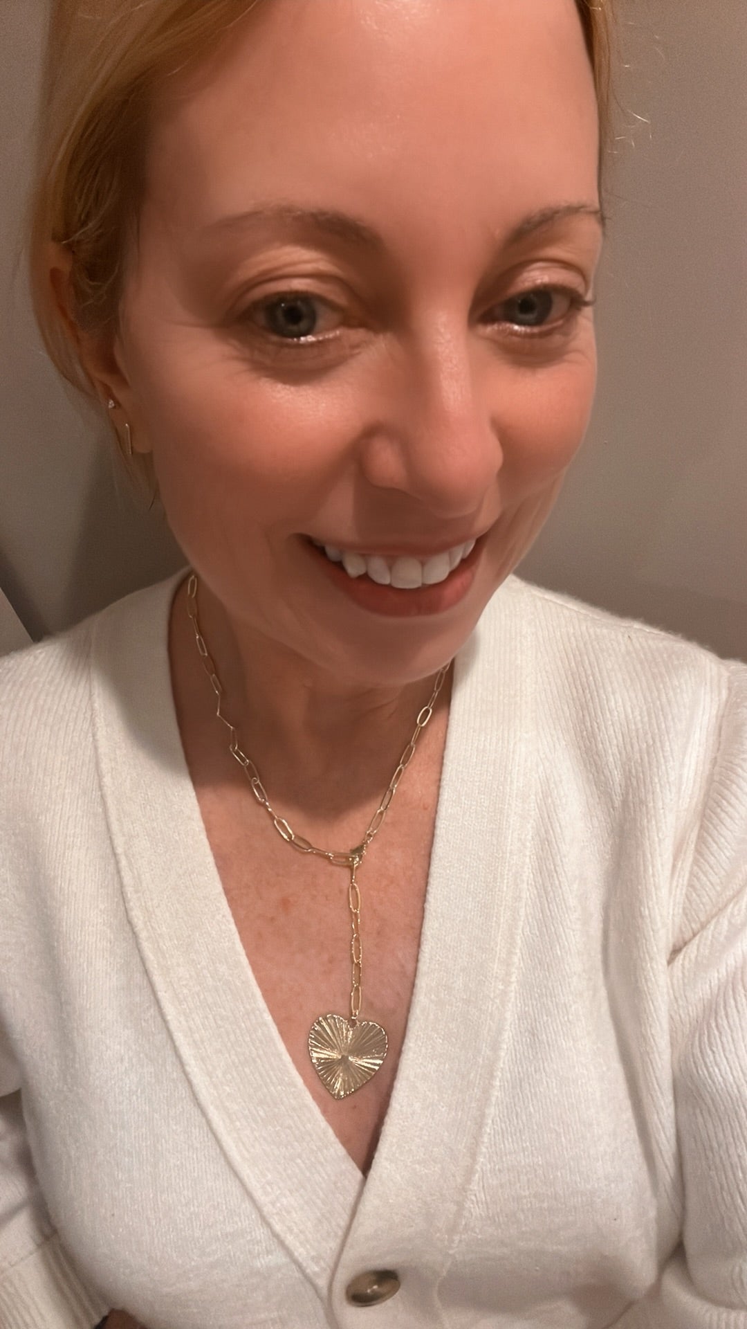 Fluted Gold Heart Necklace