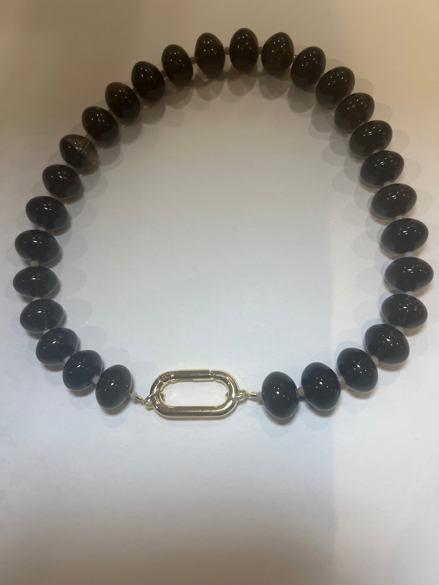 Smoky Quartz Gold Carabiner Necklace