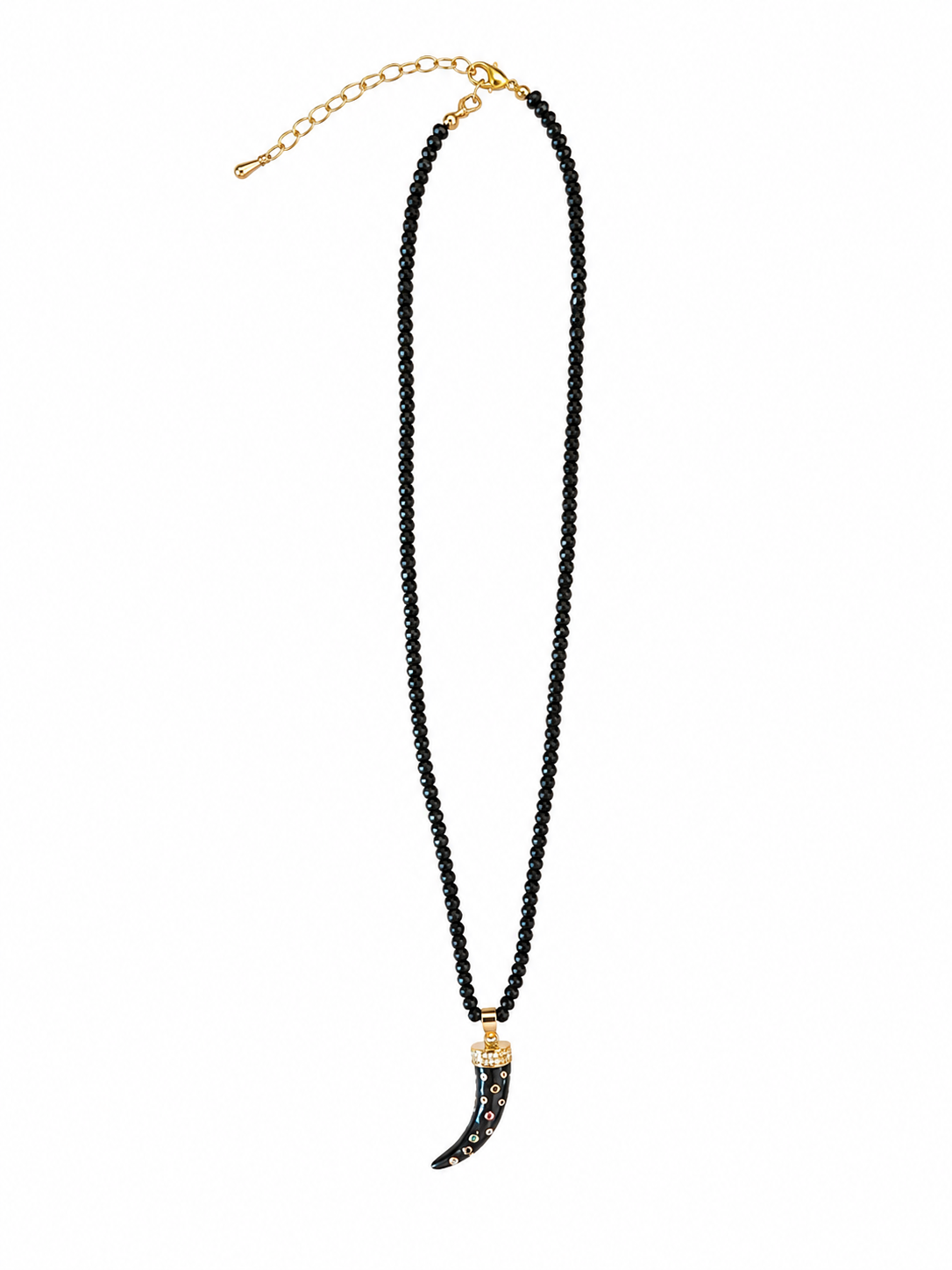 Black Chain with Black Enamel Horn