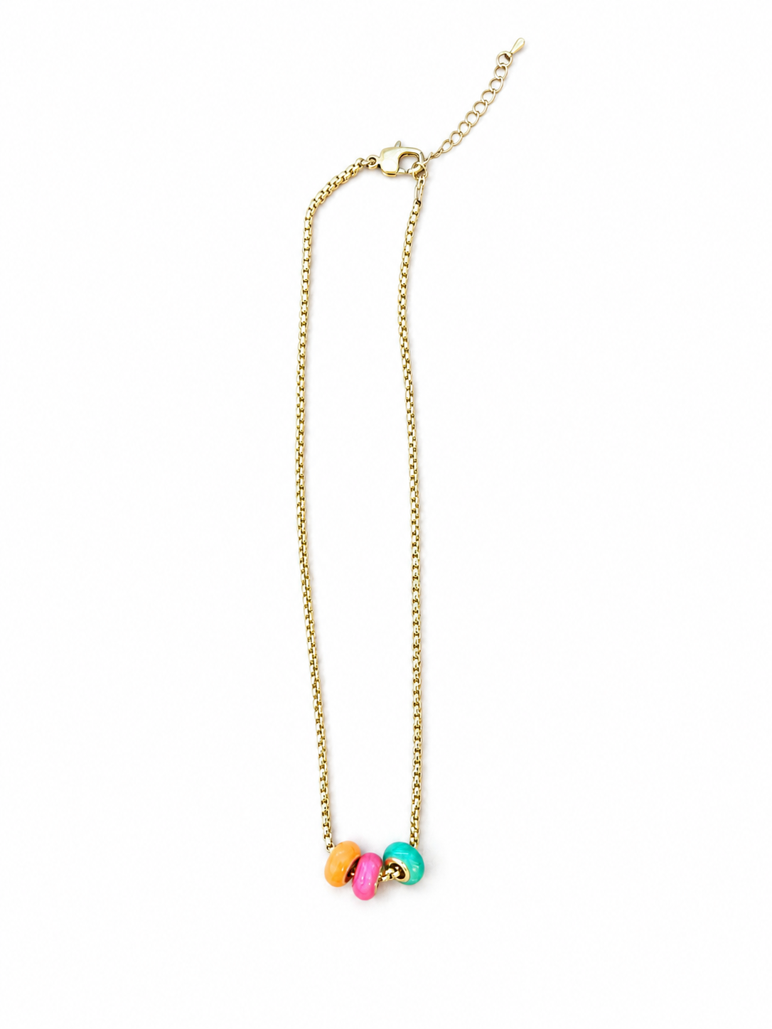 Gold Chain with Enamel Rings