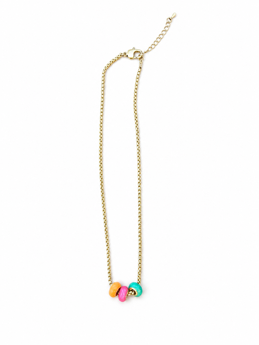 Gold Chain with Enamel Rings