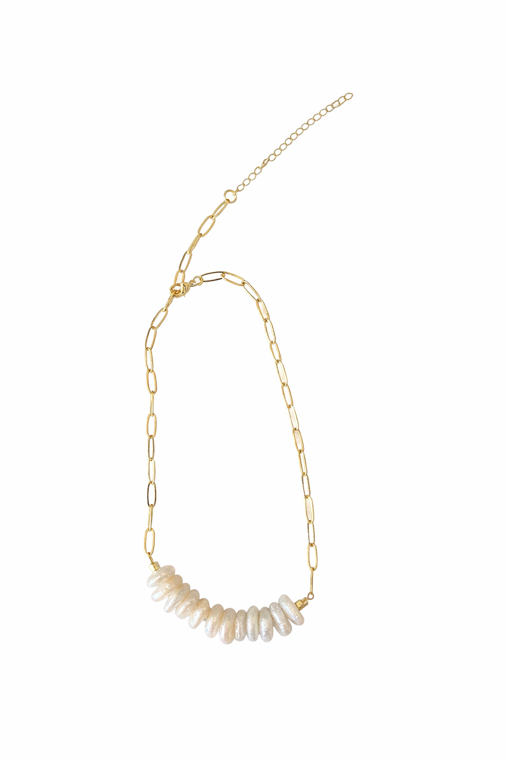 Coin Pearl Paperclip Chain Necklace