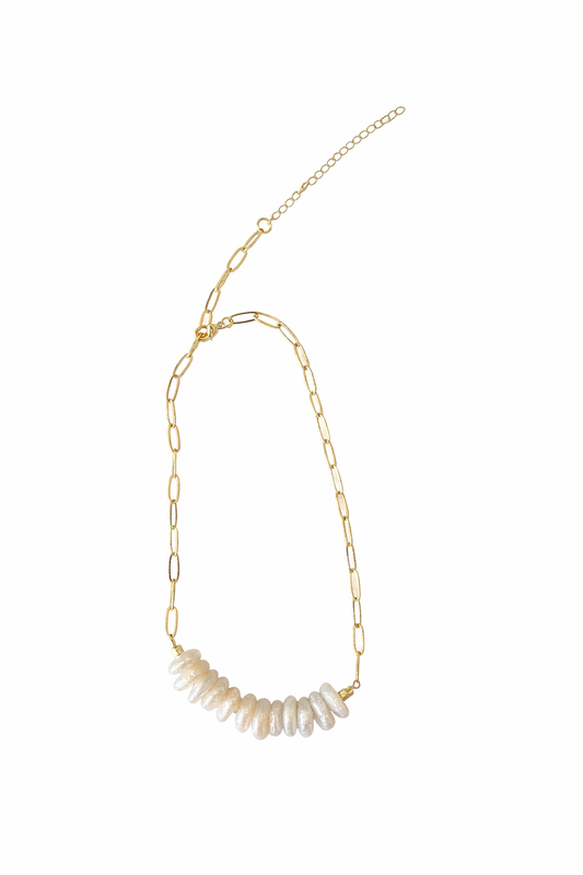 Coin Pearl Paperclip Chain Necklace