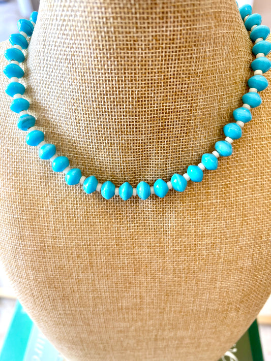 Blue Glass Bead Necklace