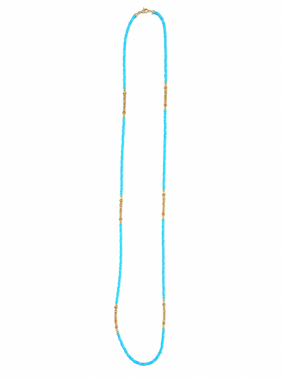 Powder Blue & Gold Long Necklace