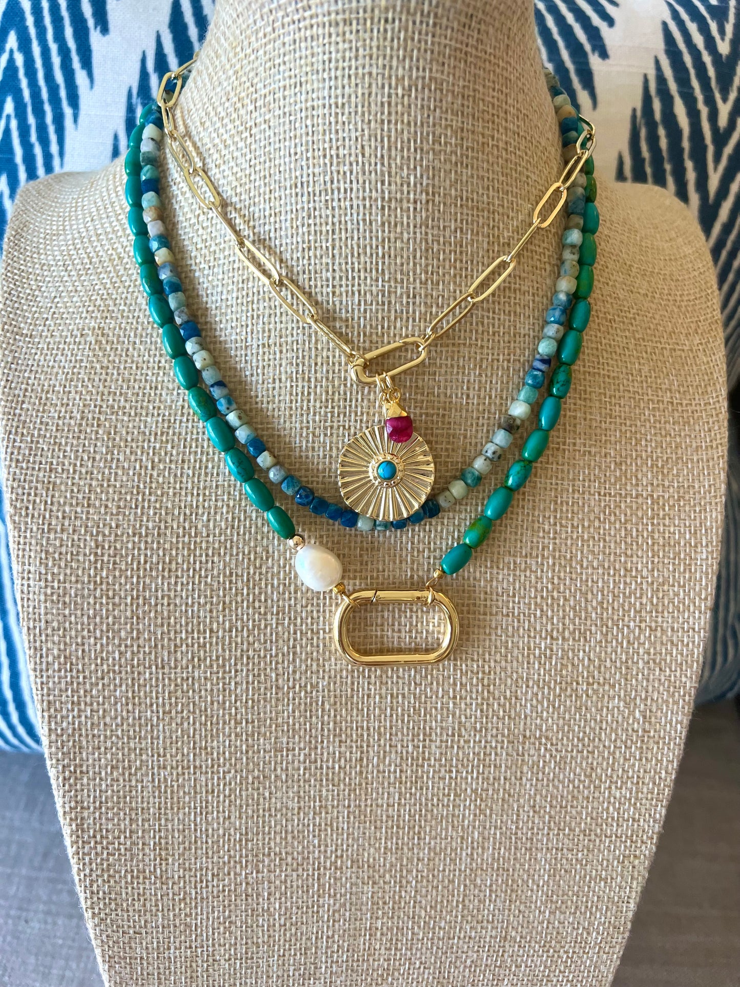 Fluted Turquoise Medallion Necklace