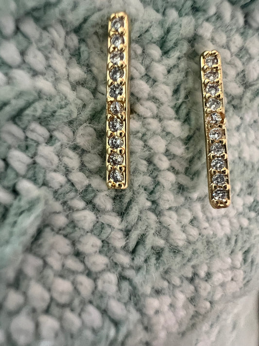 CZ Bar Stud Earrings