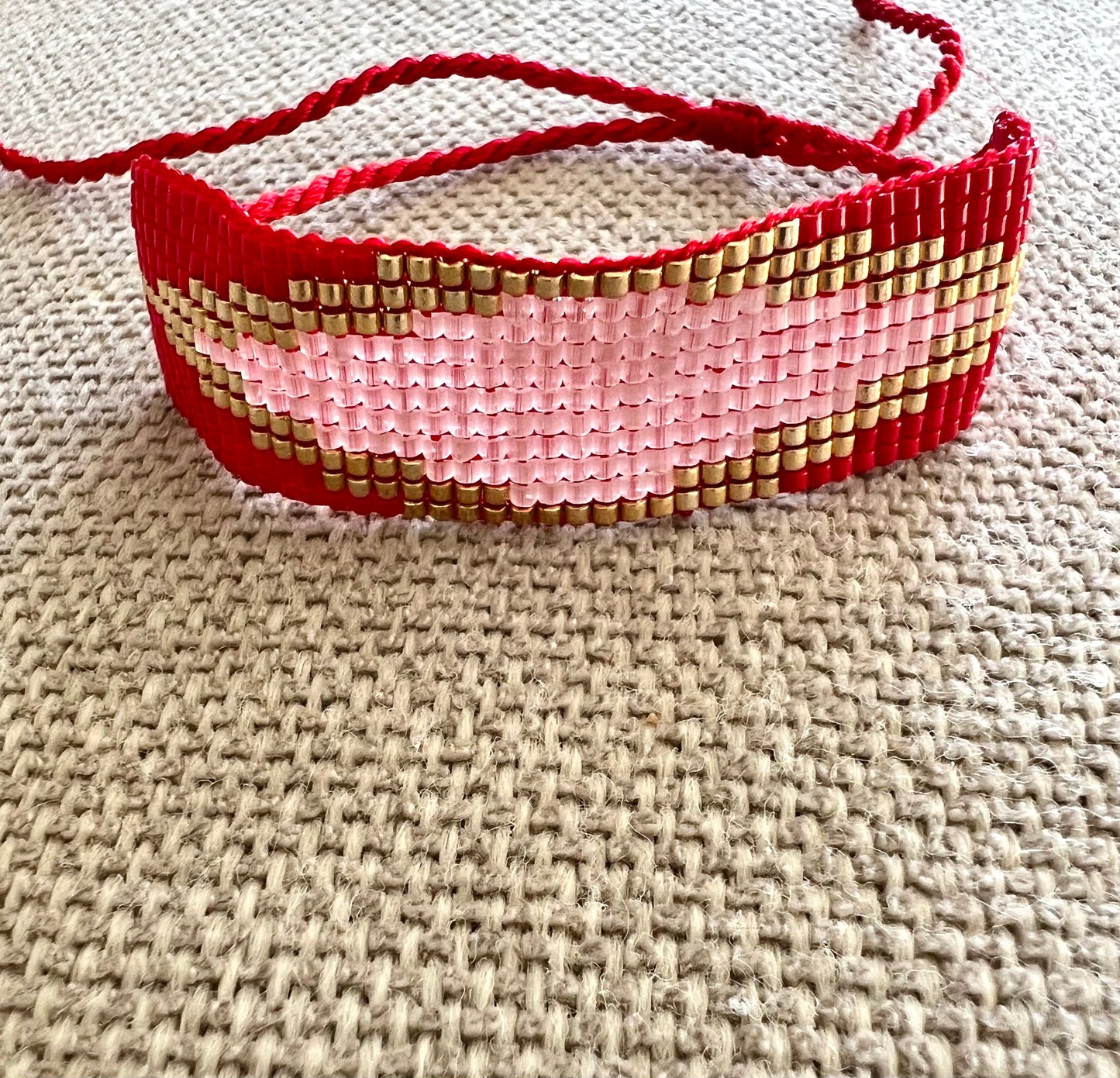 Beaded Red & Pink Bracelet